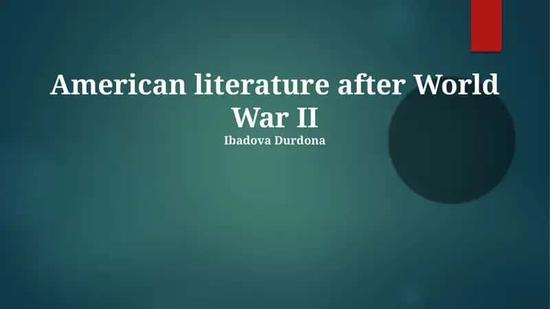 American literature after World War II 1