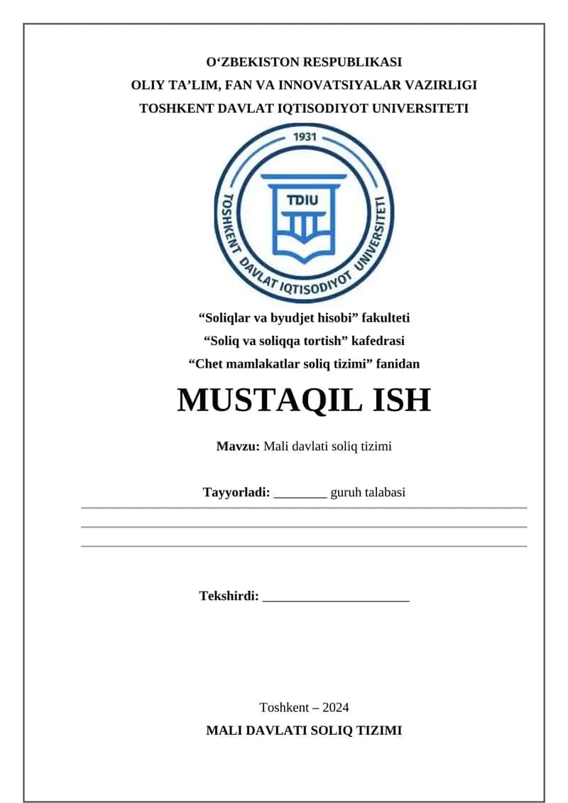 Mali Davlati Soliq Tizimi 1