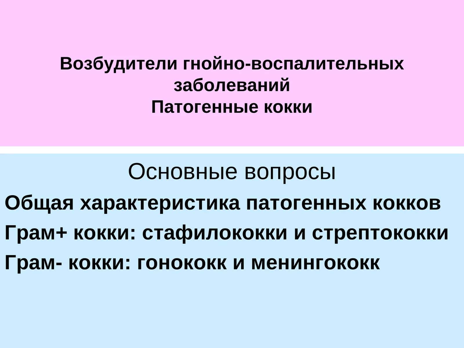Возбудители гнойно-воспалительных заболеванийПатогенные кокки 1