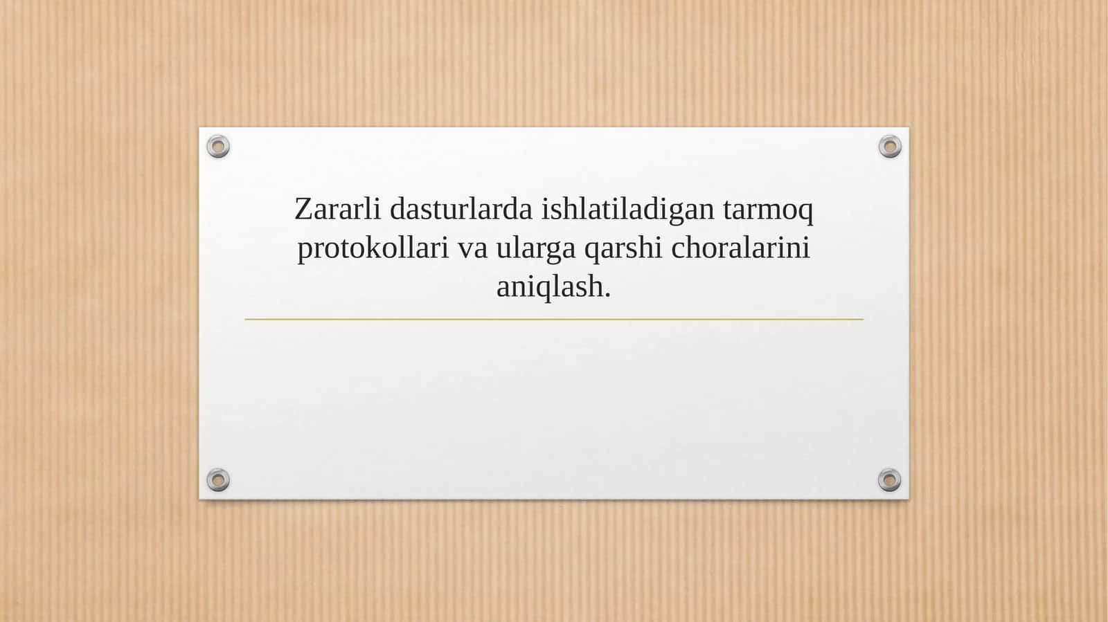 Zararli dasturlarda ishlatiladigan tarmoq protokollari va ularga qarshi choralarini aniqlash. 1