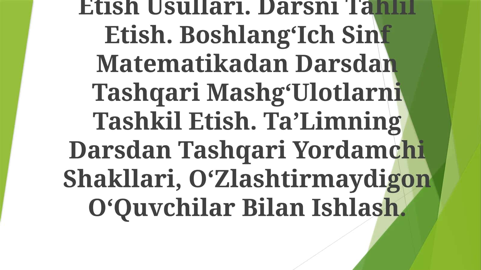 Dars Mazmuni, Texnologik Xaritalar Tuzish 1