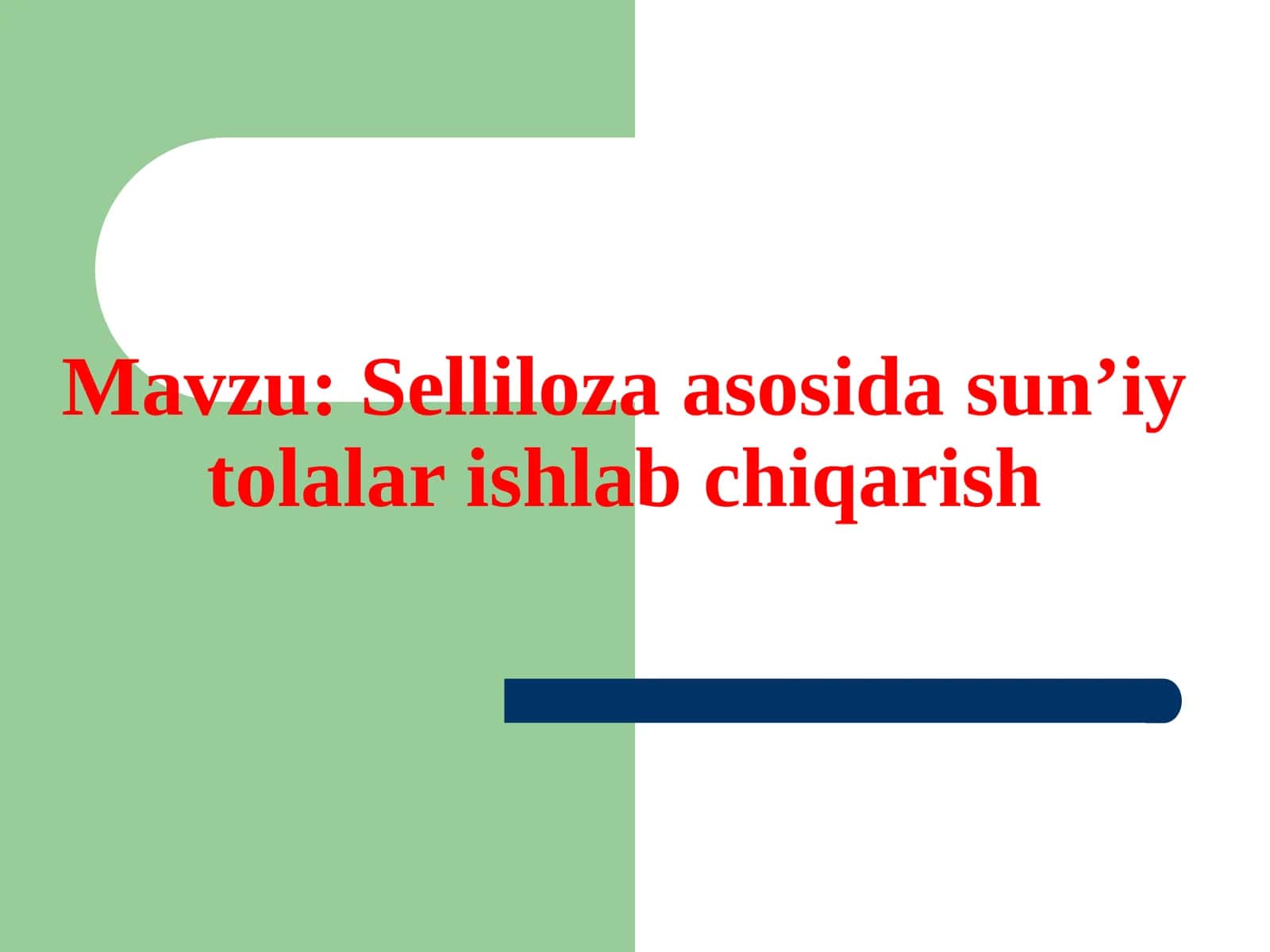 Selliloza asosida sun’iy tolalar ishlab chiqarish 1