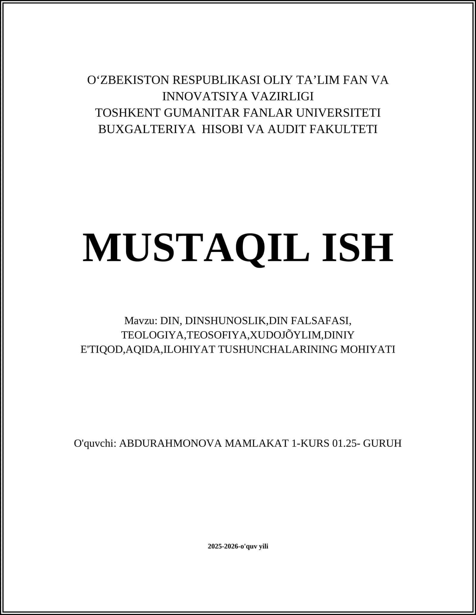 DIN VA JAMIYAT: IJTIMOIY FUNKSIYALARI 1