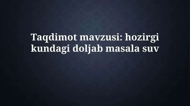 Suv tanqisligi 1