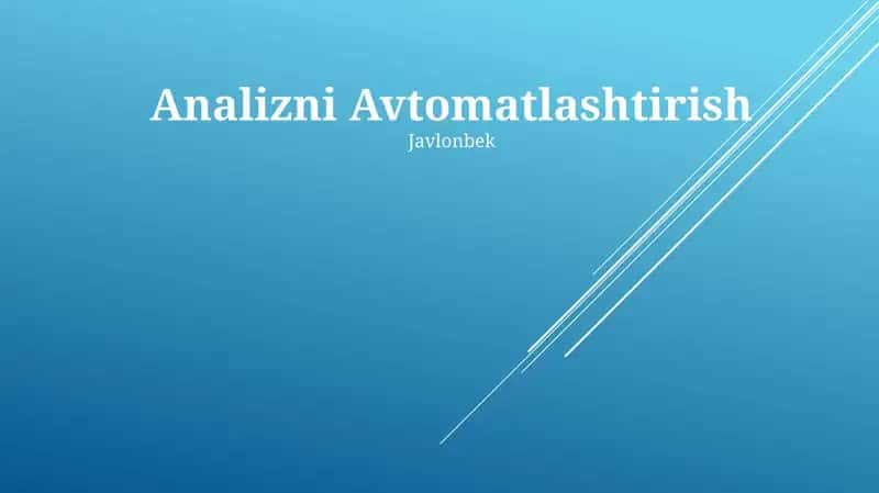 Analizni Avtomatlashtirish 1