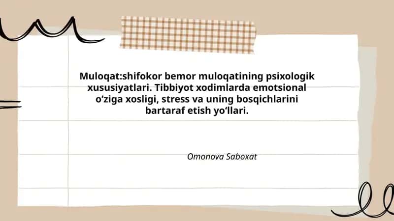 Muloqat: Shifokor bemor muloqatining psixologik xususiyatlari 1