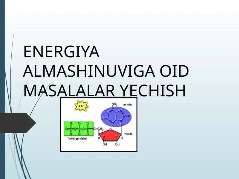 ENERGIYA ALMASHINUVIGA OID MASALALAR YECHISH 1