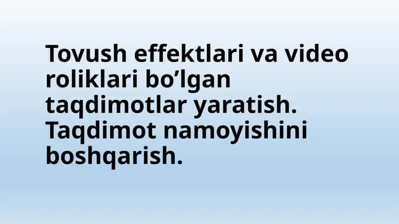 MS Power Point 2010da video fayllarni joylash va tahrirlash 1