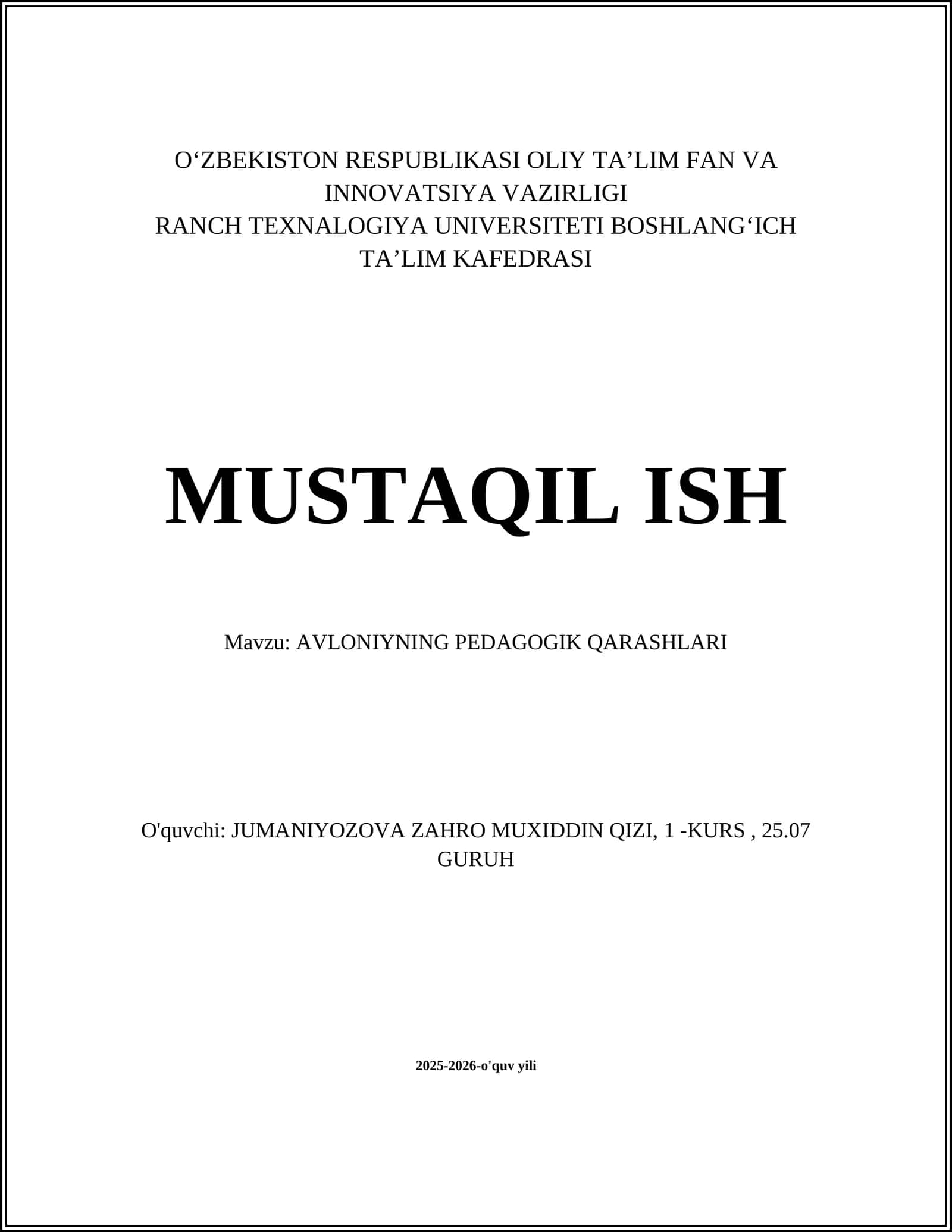 AVLONIYNING PEDAGOGIK QARASHLARI 1