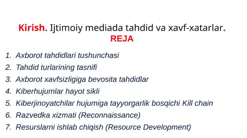 Ijtimoiy mediada tahdid va xavf-xatarlar