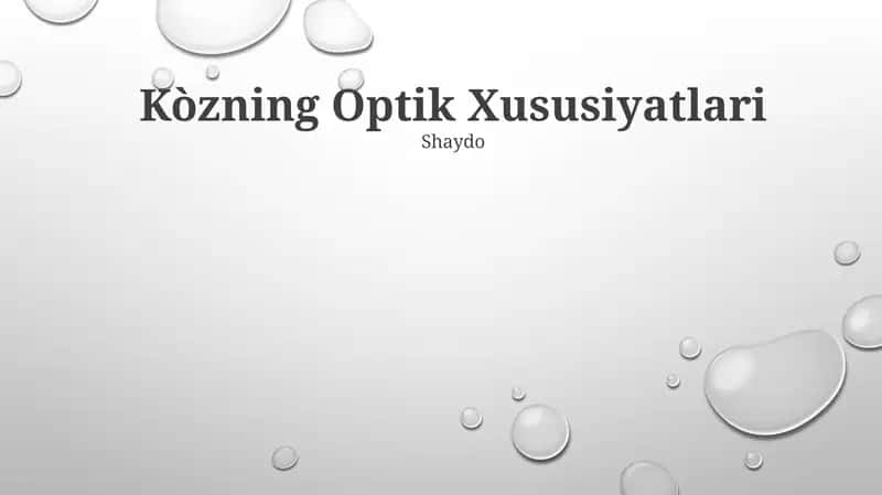 Kòzning Optik Xususiyatlari 1