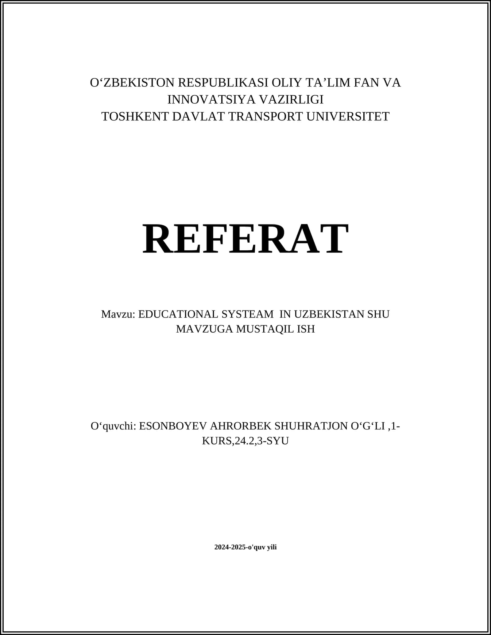 EDUCATIONAL SYSTEAM IN UZBEKISTAN 1