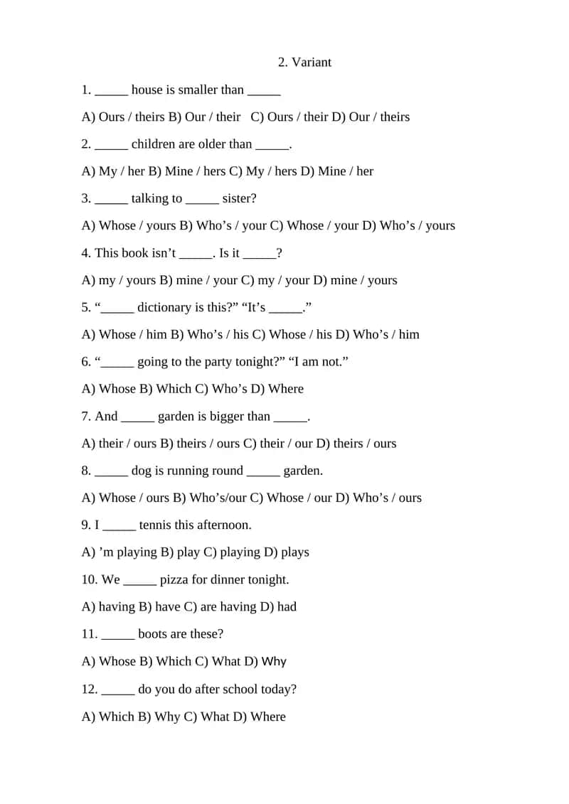 Test your grammar 1