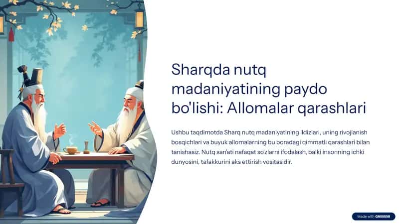 Sharqda nutq madaniyatining paydo bo'lishi: Allomalar qarashlari 1