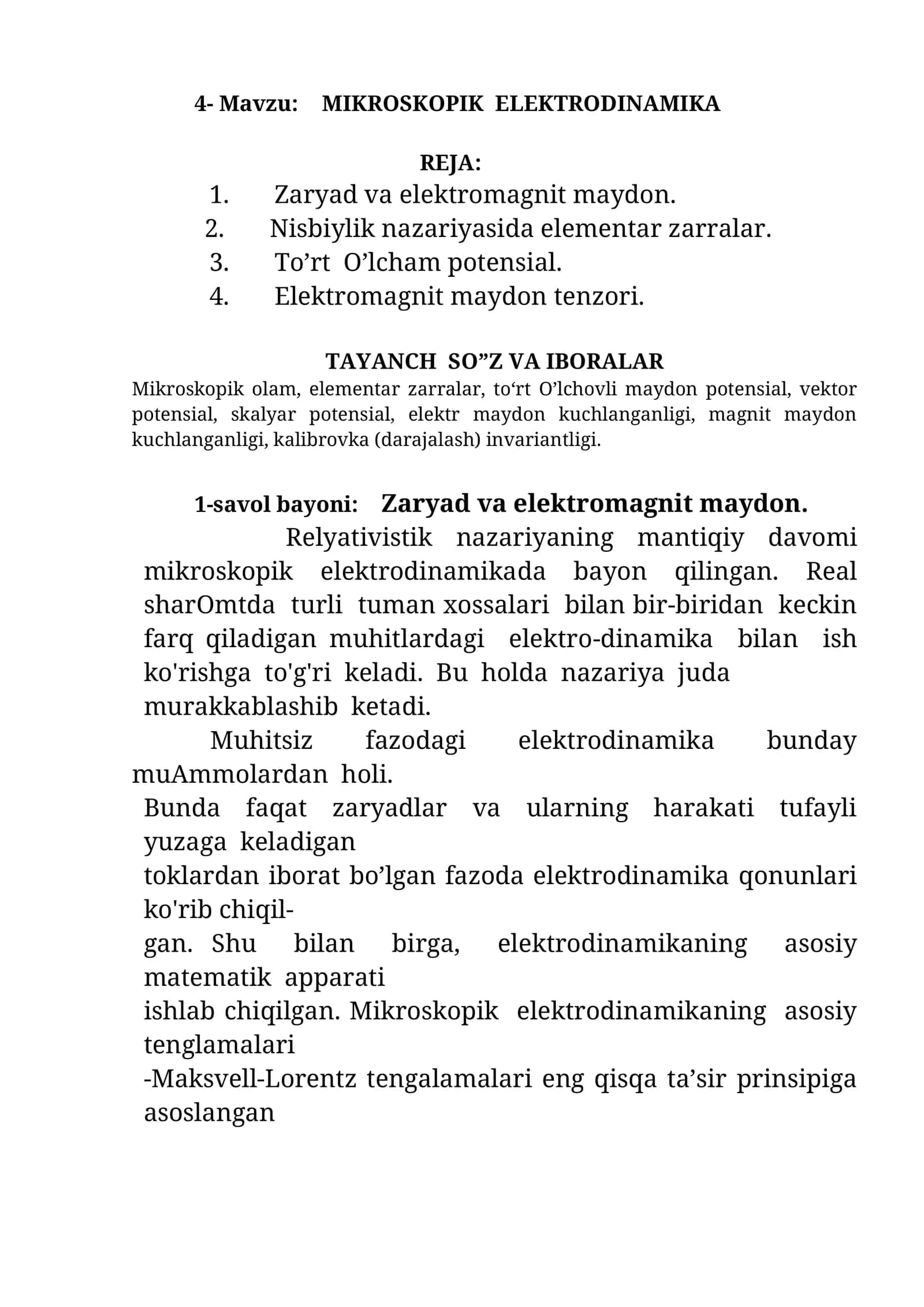 MIKROSKOPIK ELEKTRODINAMIKA 1