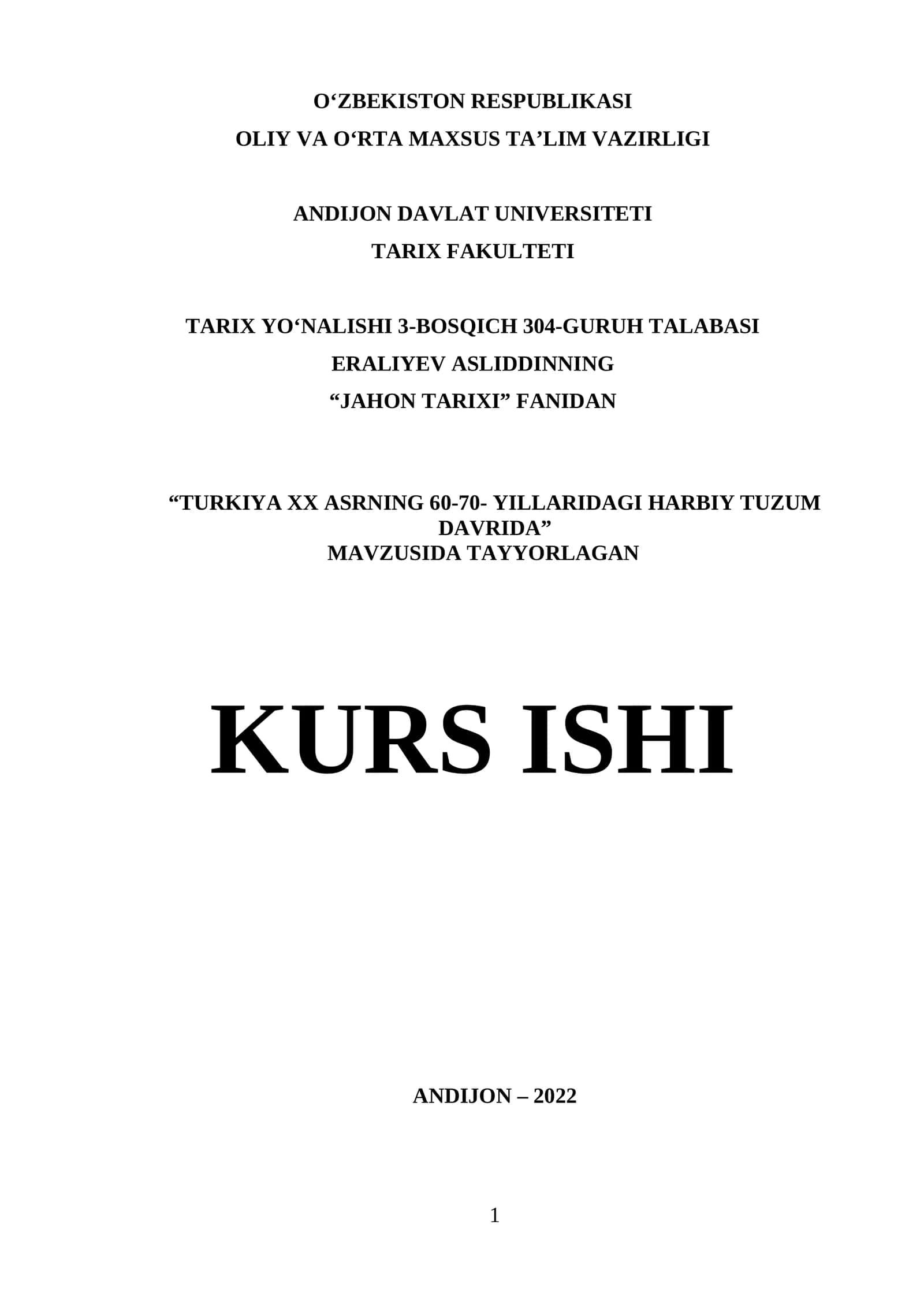 TURKIYA XX ASRNING 60-70- YILLARIDAGI HARBIY TUZUM DAVRIDA 1