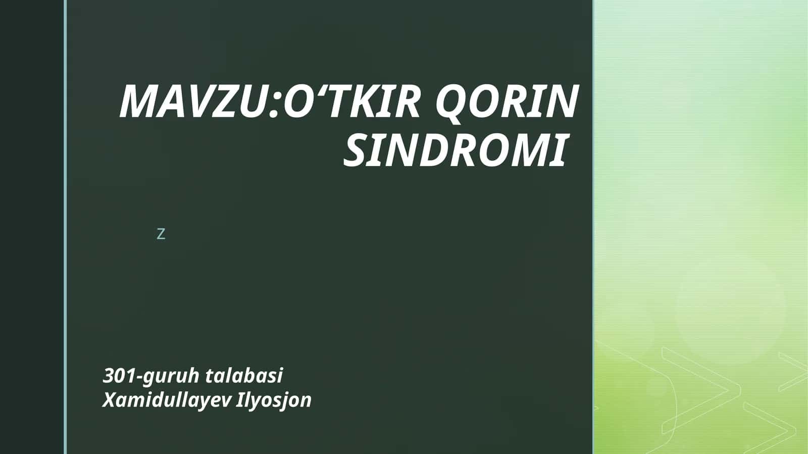 O‘tkir qorin syndrome 1