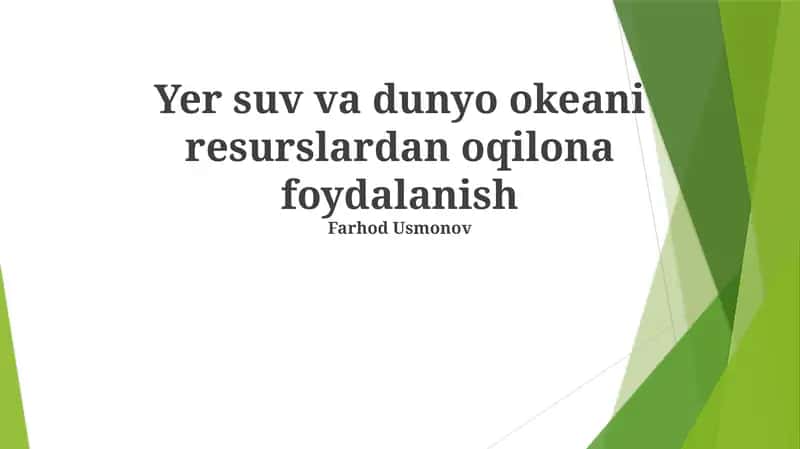 Suvdan foydalanishning dolzarbligi 1
