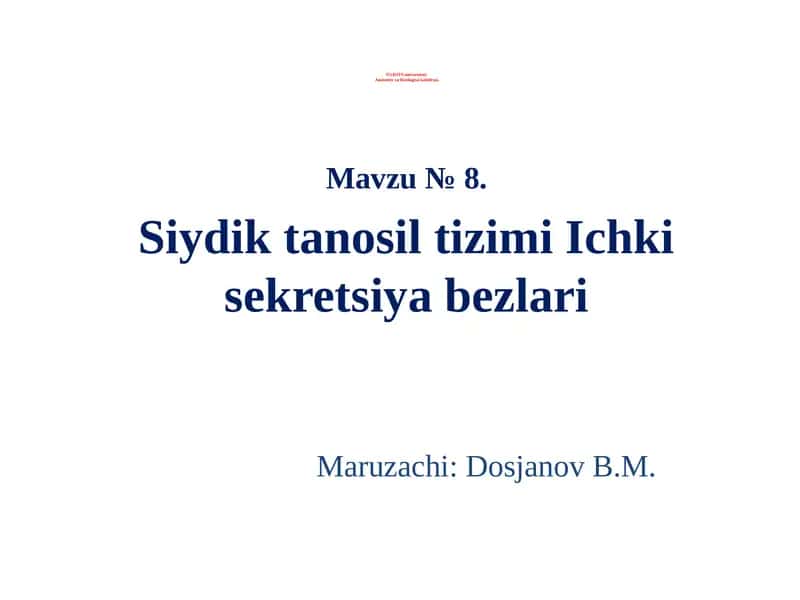 Siydik tanosil tizimi 1