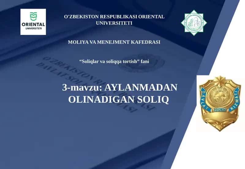 AYLANMADAN OLINADIGAN SOLIQ 1