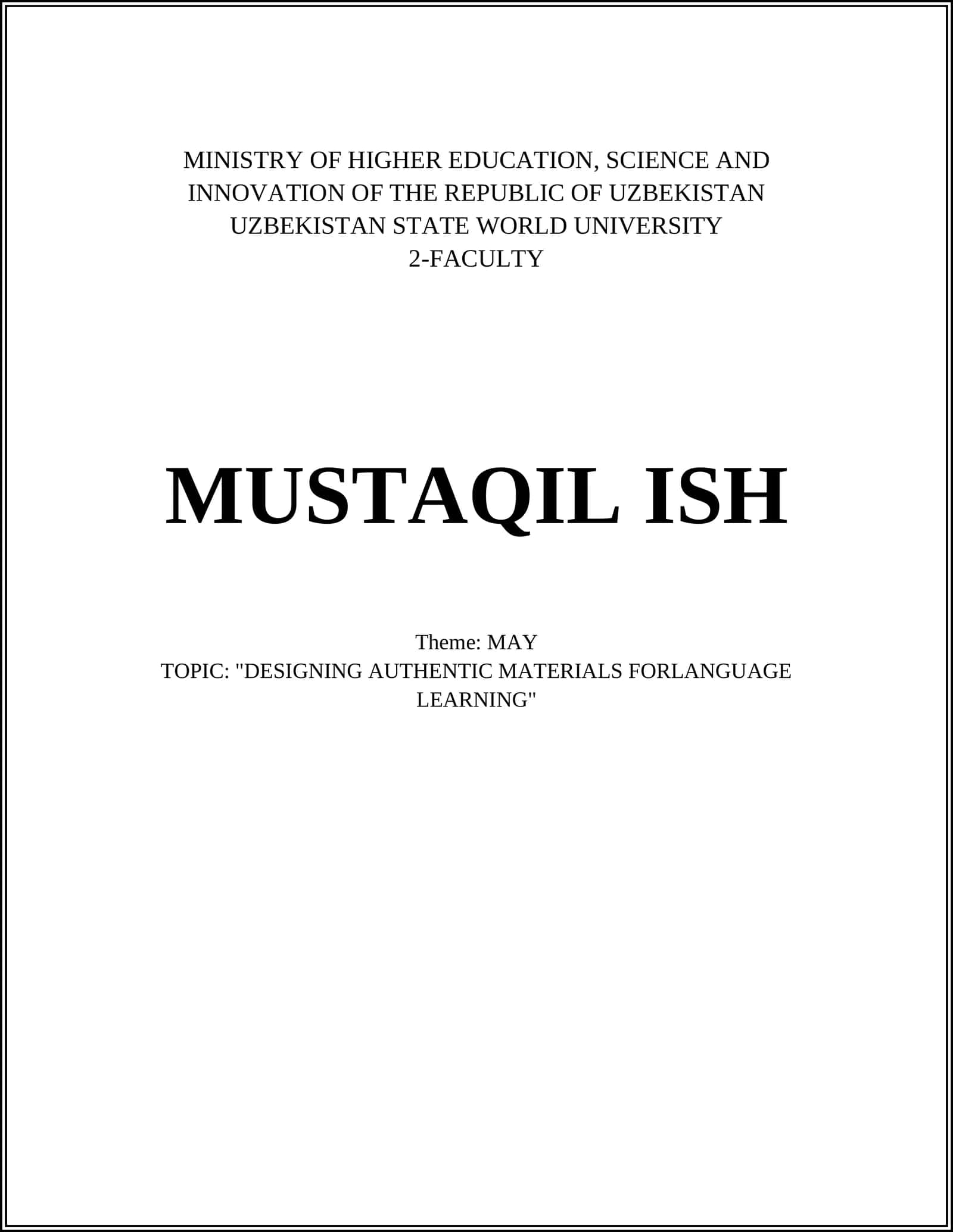 Designing Authentic Materials for Language Learning 1