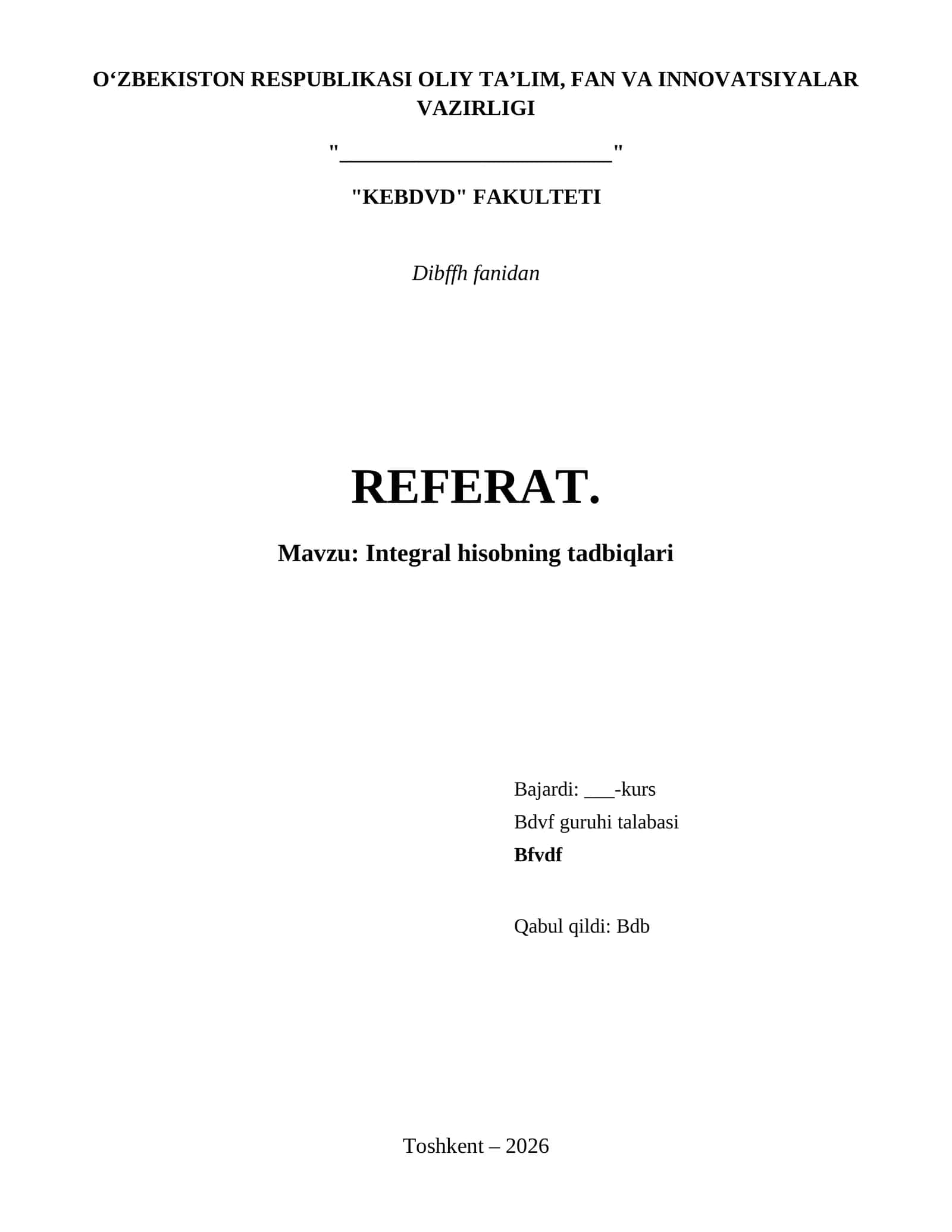 Integral hisobning tadbiqlari 1