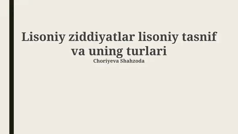 Til Tasnifining Turlari 1