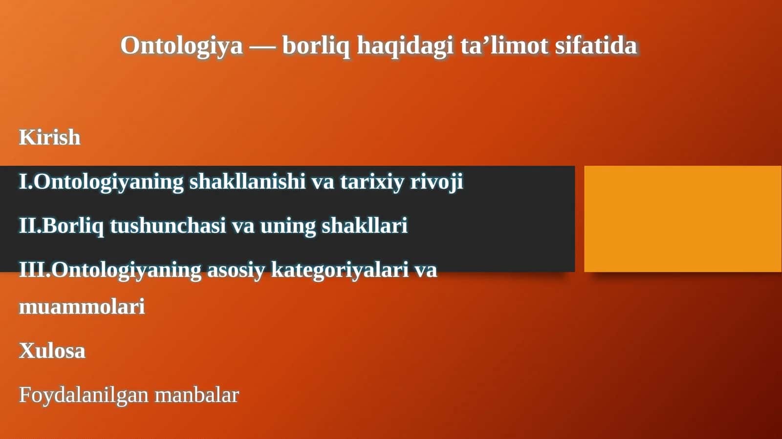 Ontologiya—borliq haqida gita’lim 1