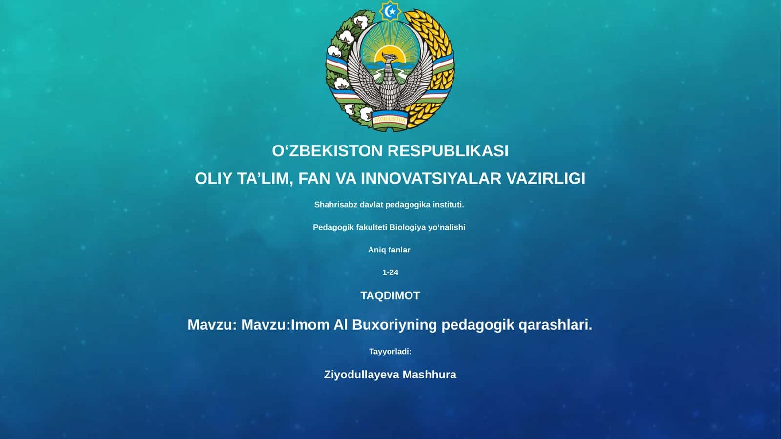 Imom Al Buxoriyning pedagogik qarashlari 1