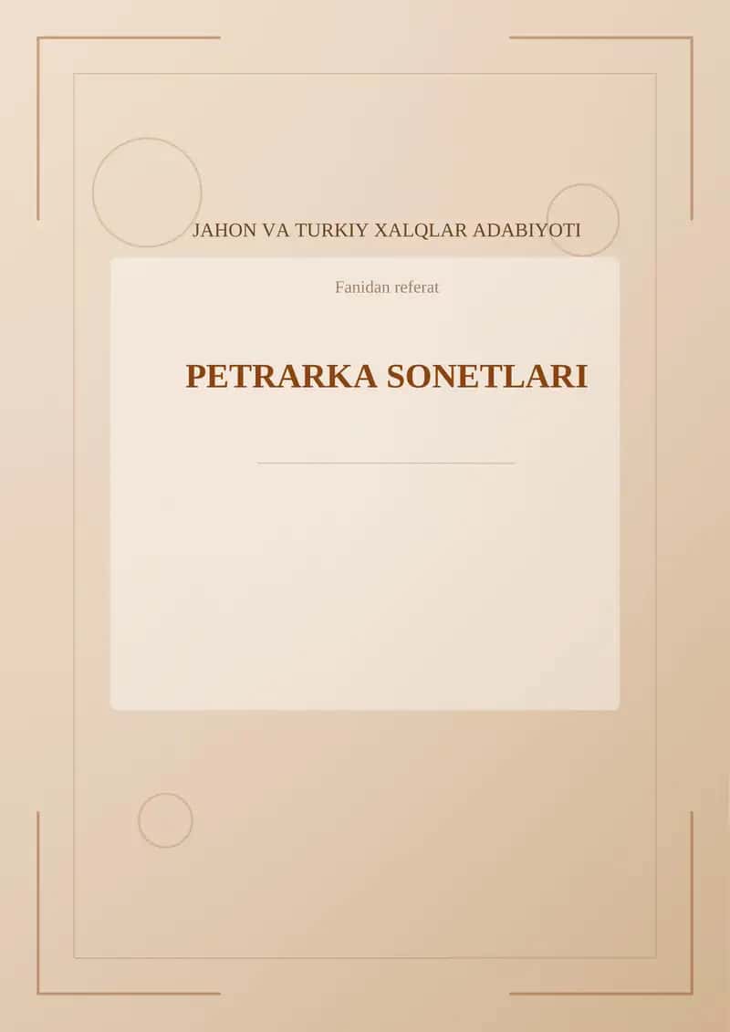 PETRARKA SONETLARI 1