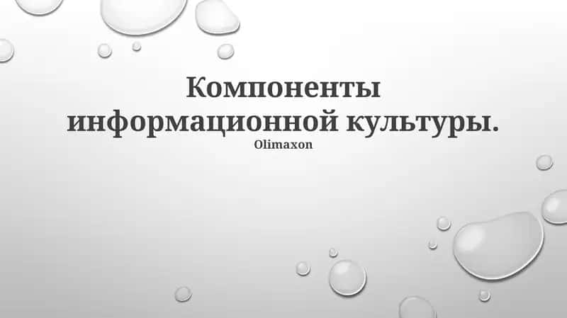 Компоненты информационной культуры 1