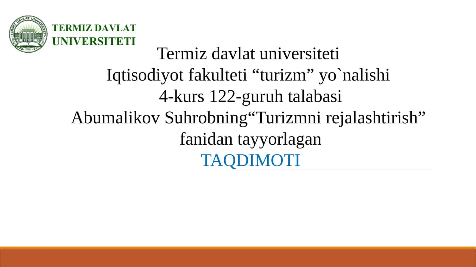 Turizm Nirejalashtirish 1