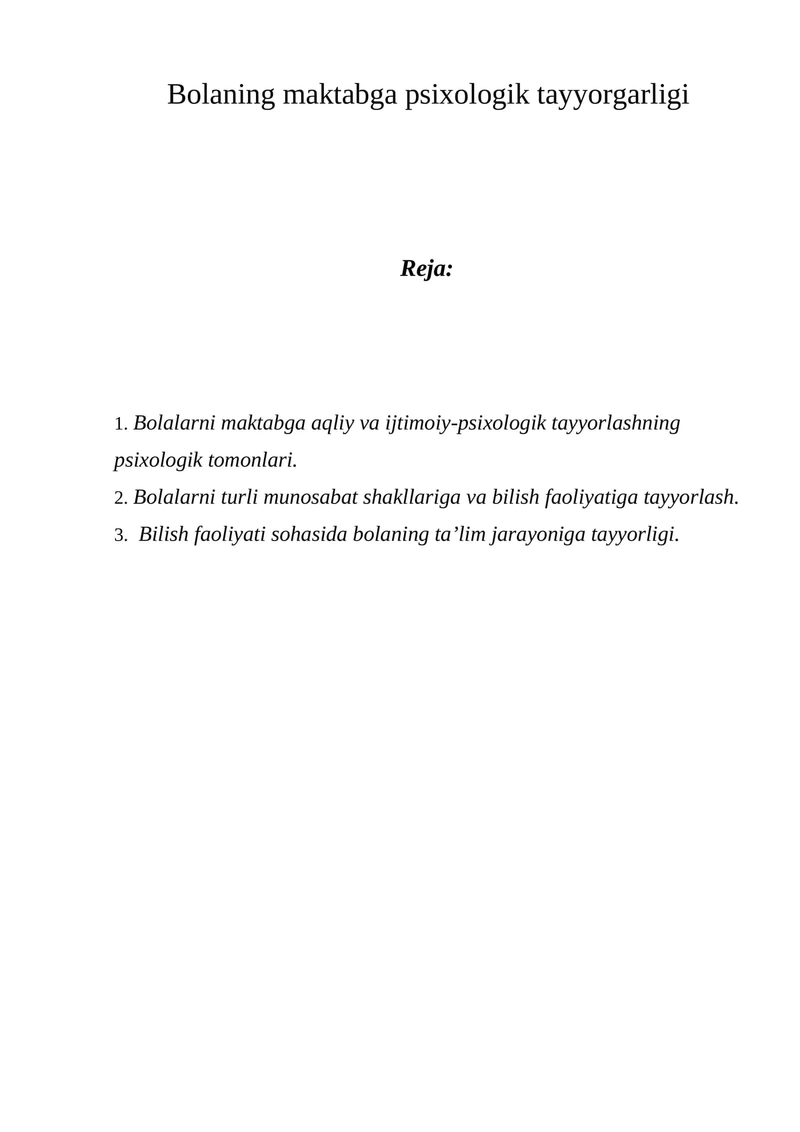 Bolaning maktabga psixologik tayyorgarligi 1