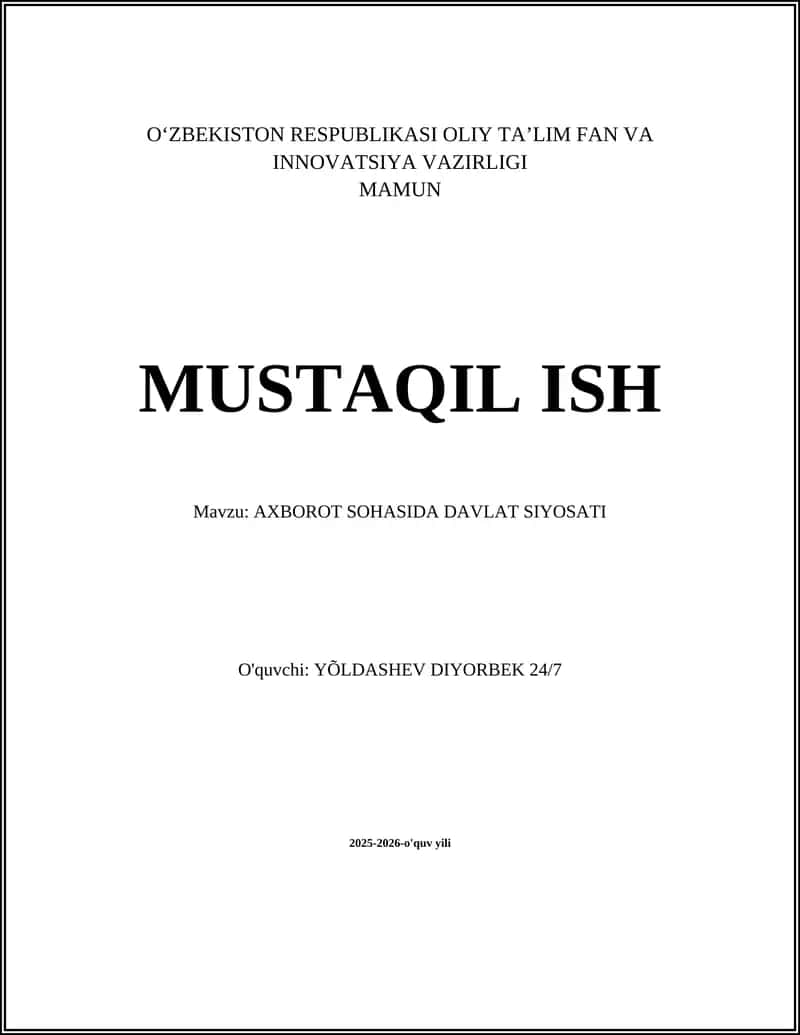 AXBOROT SOHASIDA DAVLAT SIYOSATI 1