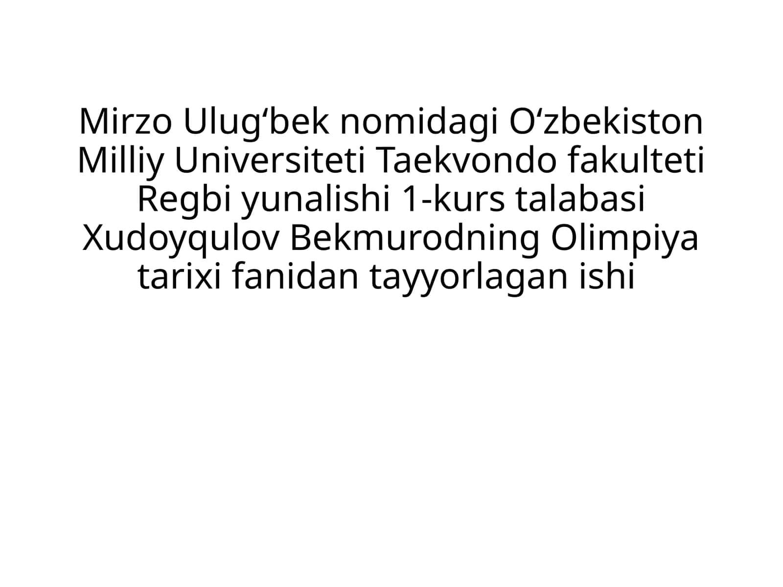 Olimpyat tarixi fanidan tayyorlagan ishi 1