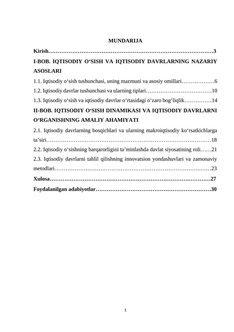 Iqtisodiy O‘sish va Iqtisodiy Davrlarning Nazariy Asoslari 1