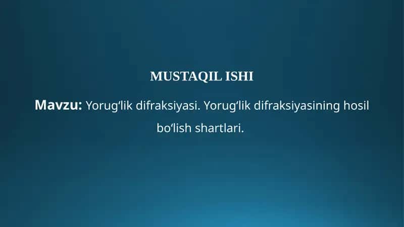 Yorugʻlik difraksiyasi 1