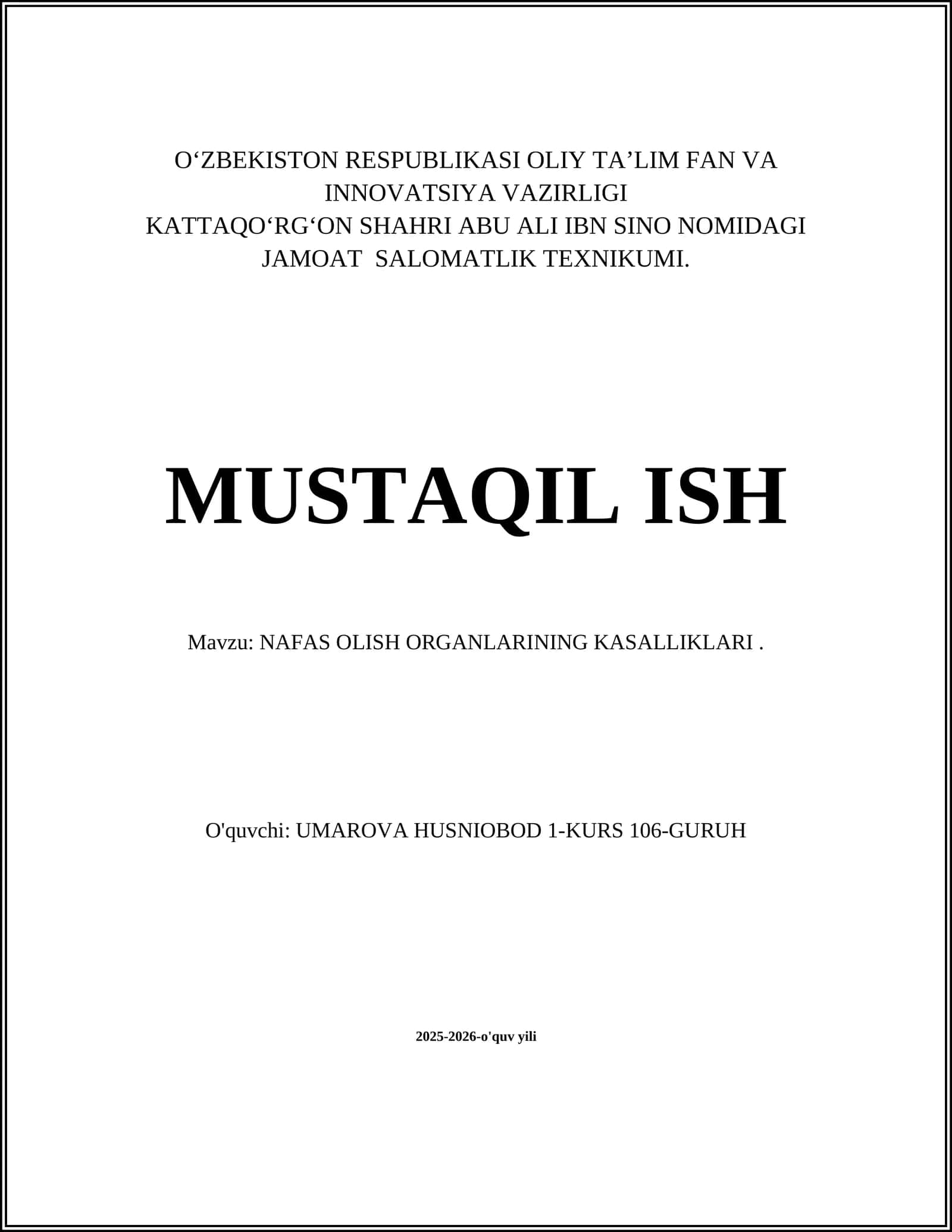 NAFAS OLISH ORGANLARINING KASALLIKLARI 1