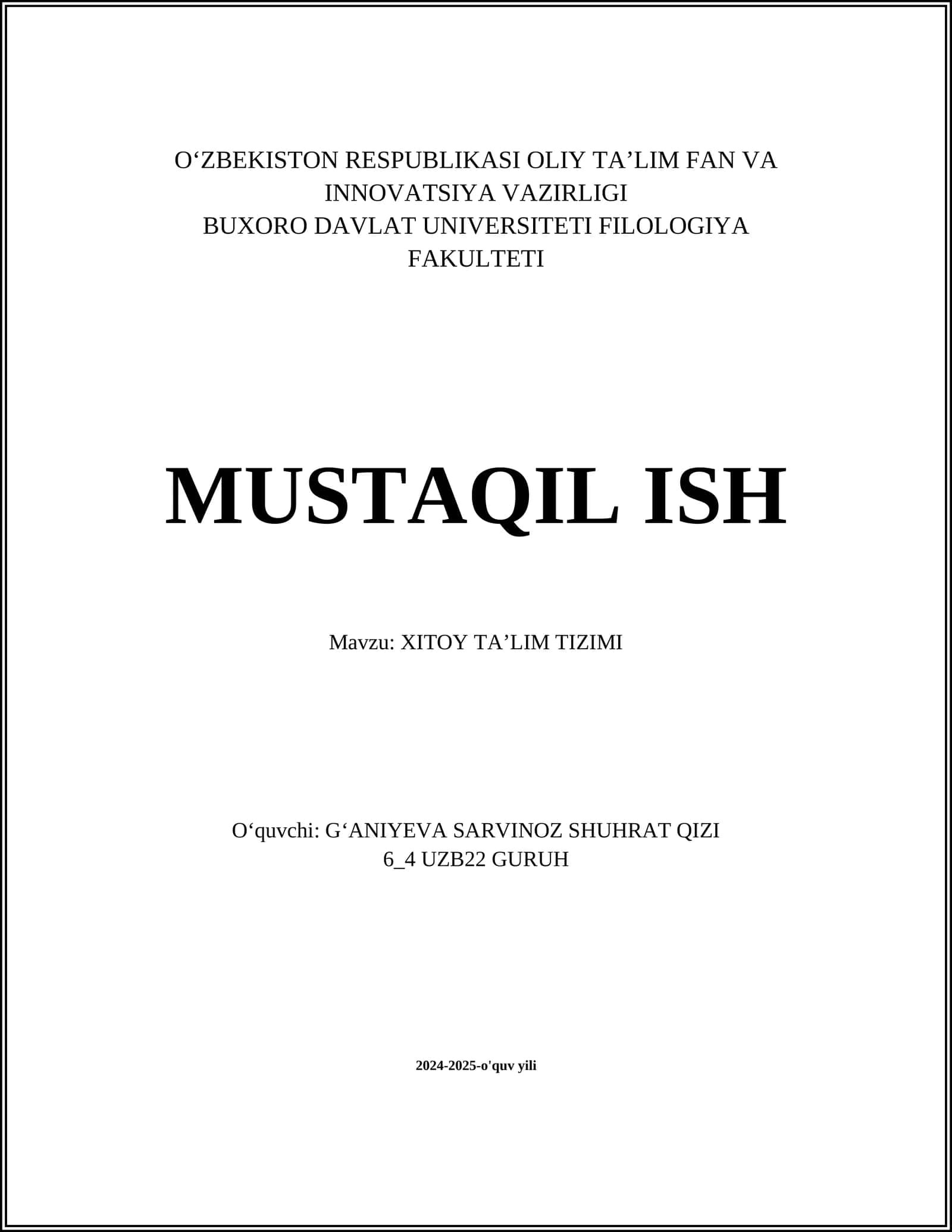 Xitoy ta'lim tizimi 1