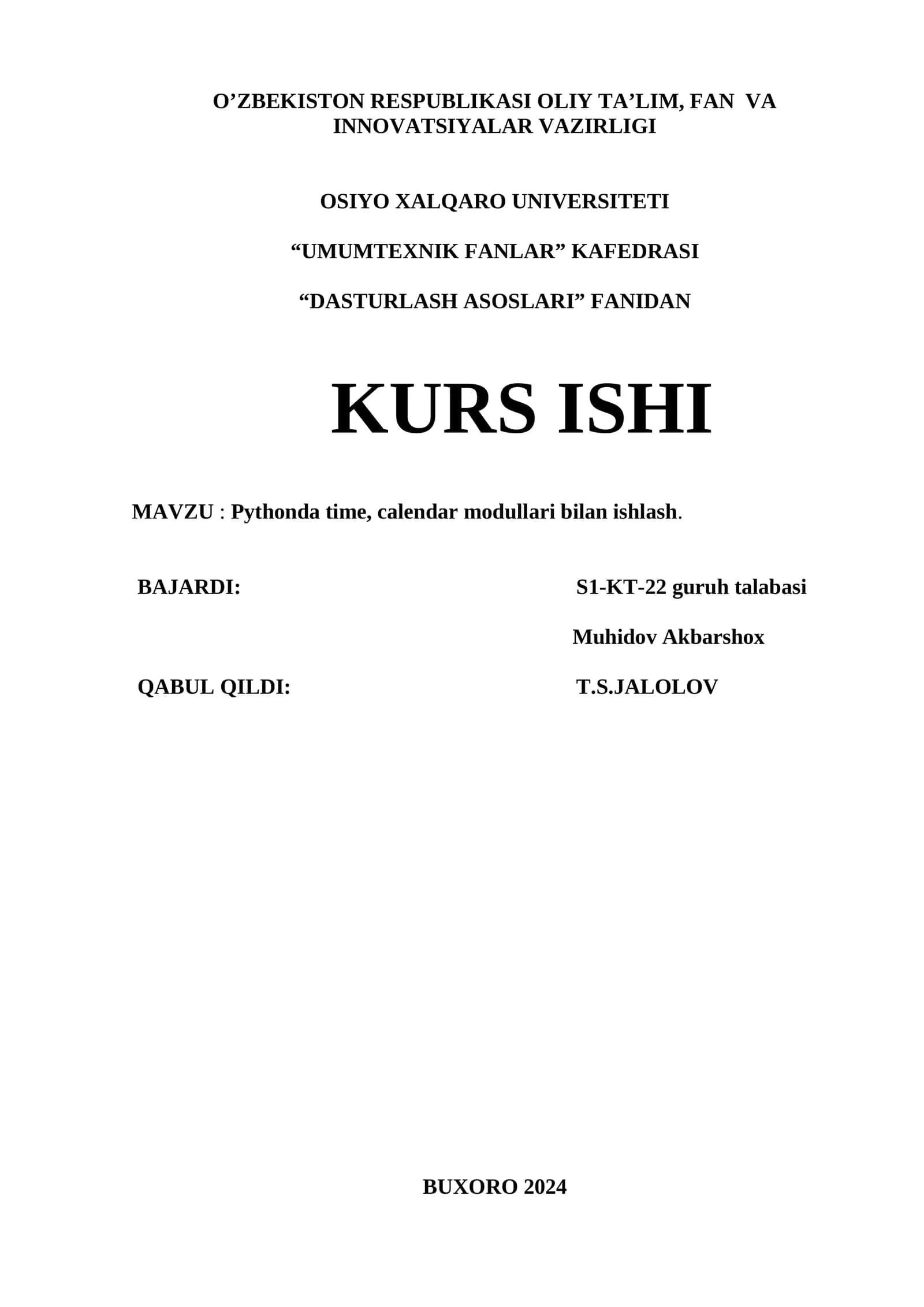 Pythonda time, calendar modullari bilan ishlash 1