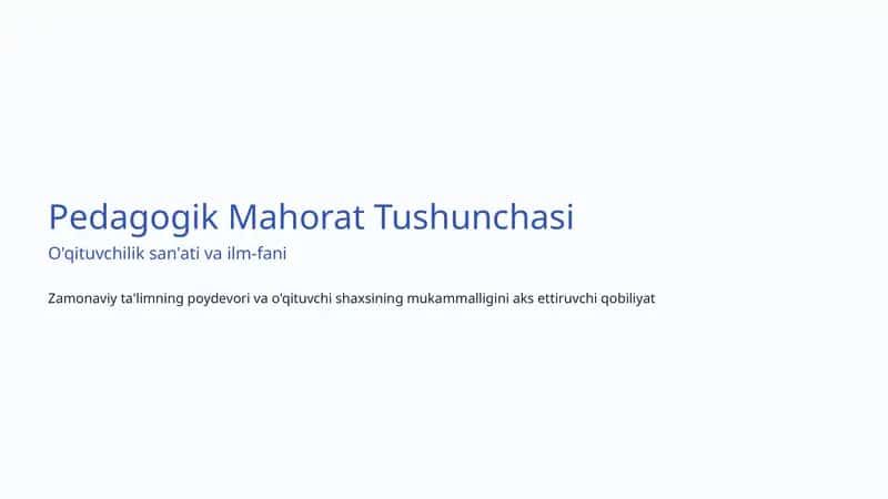 Pedagogik Mahorat Tushunchasi 1