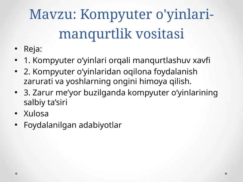 Kompyuter o'yinlari-manqurtlik vositasi 1