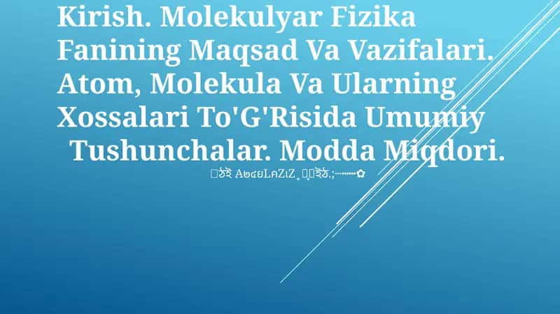 Molekulyar Fizika Faniga Kirish 1