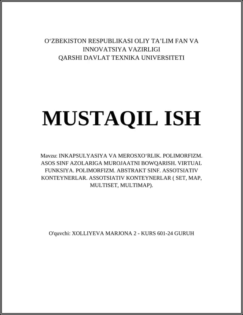 INKAPSULYASIYA VA MEROSXOʻRLIK 1