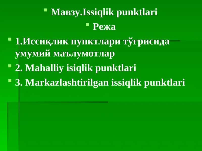 Issiqlik punktlari 1