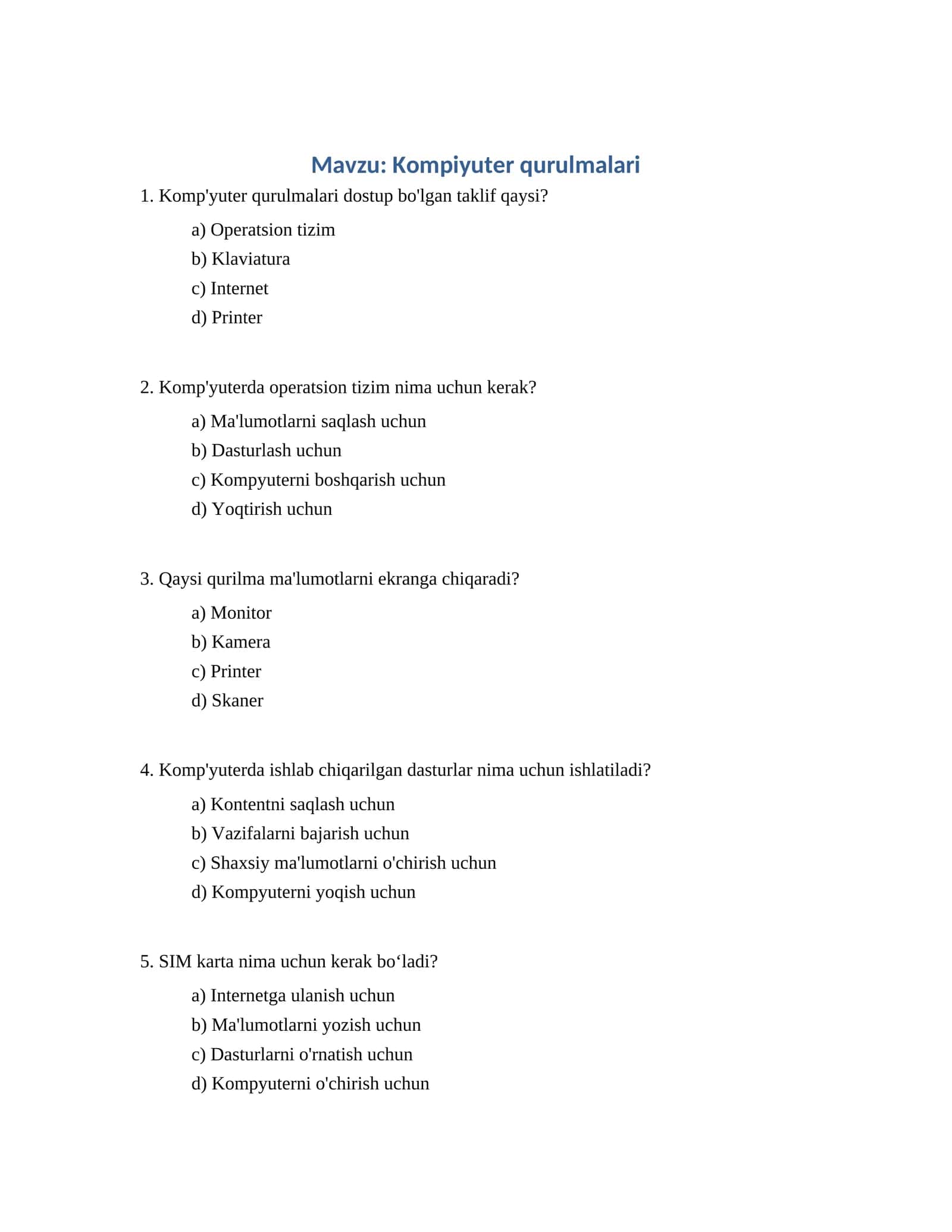 Kompiyuter qurulmalari 1