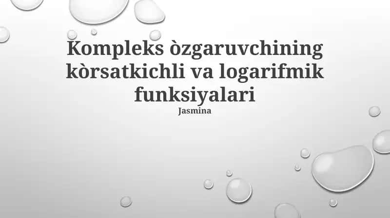 Kompleks eksponent funksiya 1