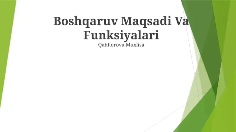 Boshqaruv Maqsadi Va Funksiyalari 1