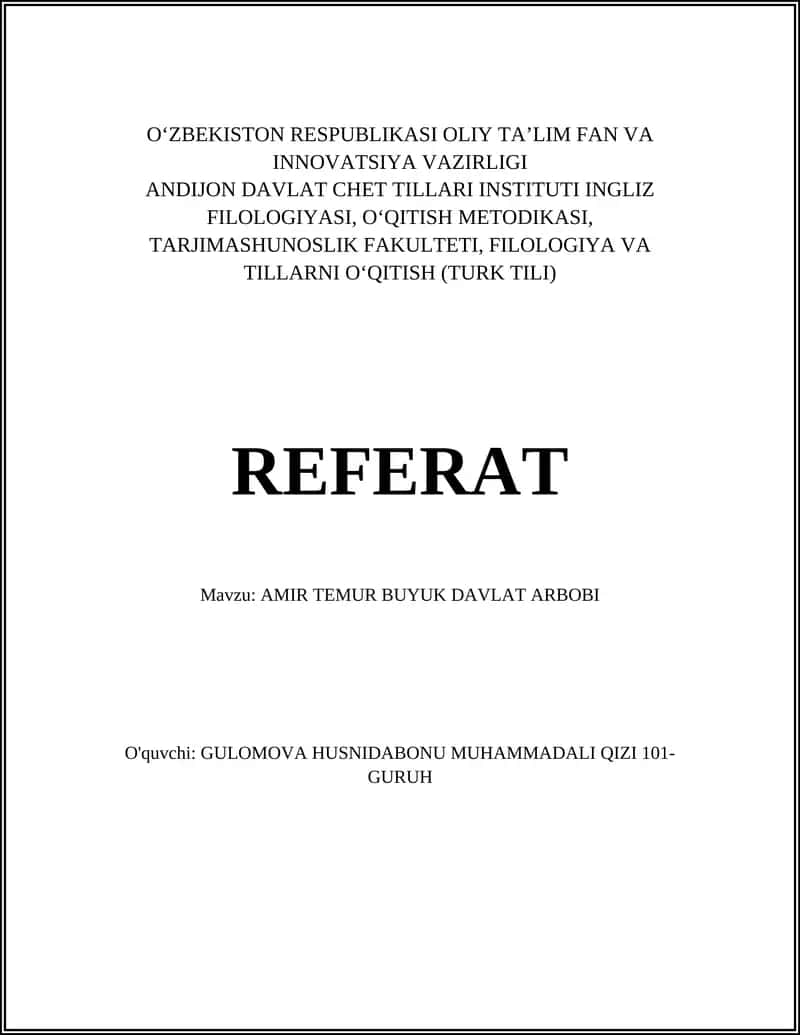 AMIR TEMUR BUYUK DAVLAT ARBOBI 1
