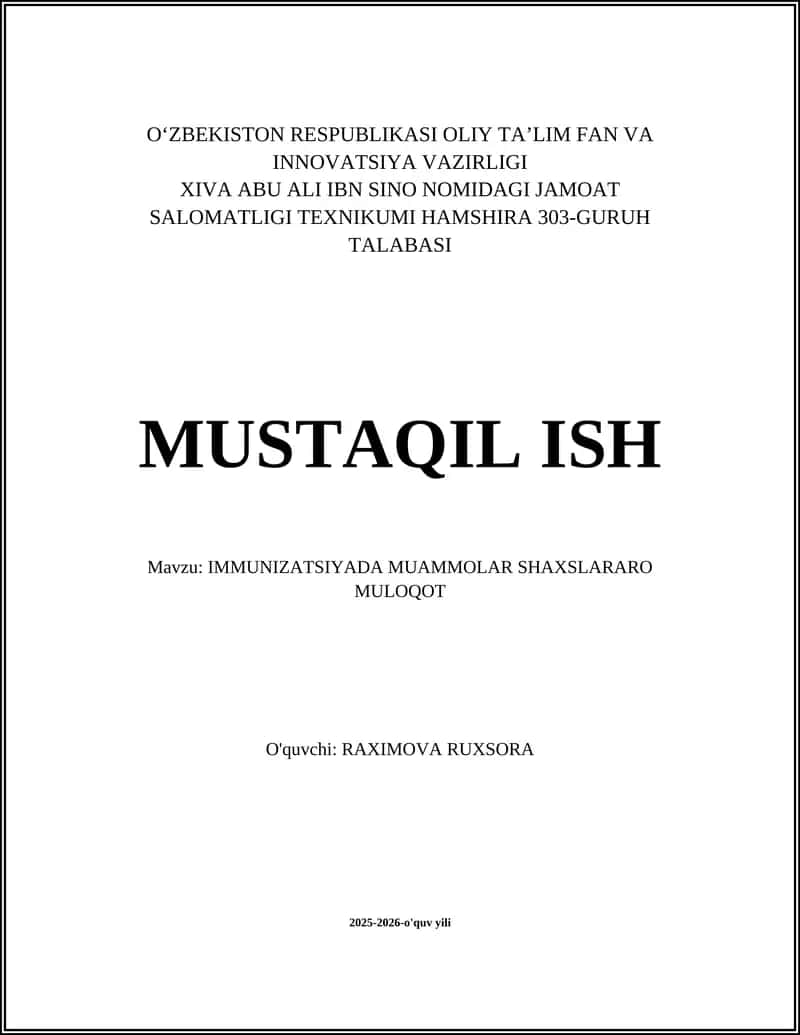 IMMUNIZATSIYADA MUAMMOLAR SHAXSLARARO MULOQOT 1